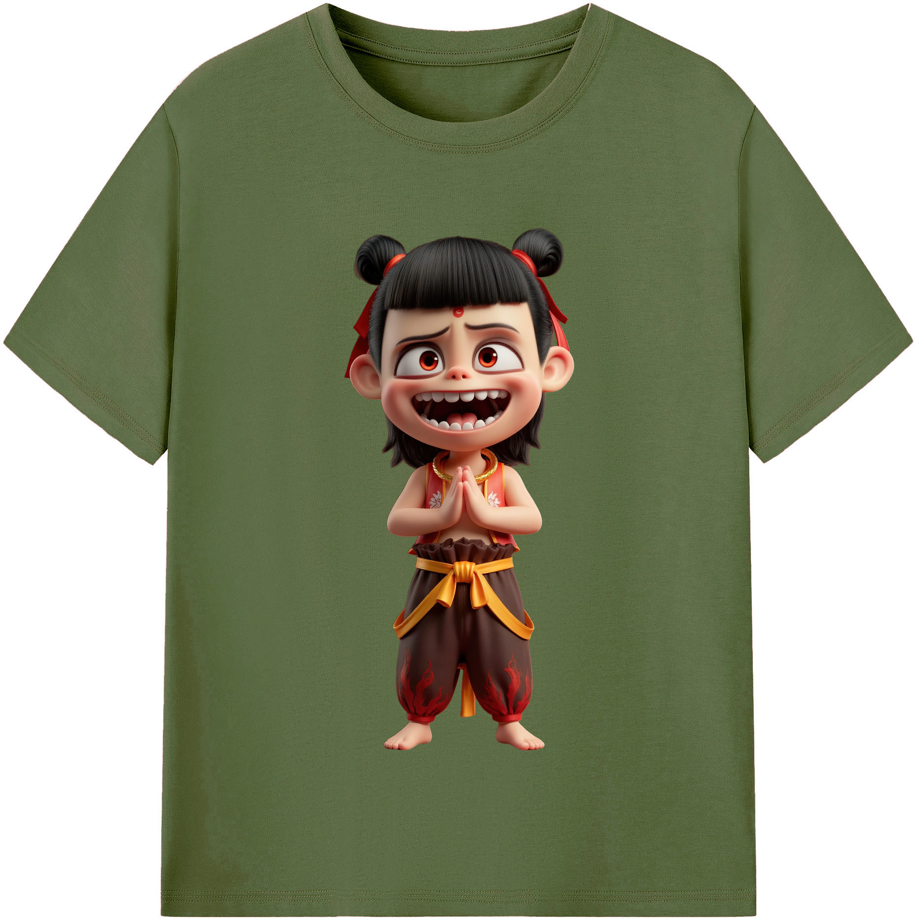 （画像用） Ne Zha 2 ナタ 魔童の大暴れ 綿100％半袖Tシャツ（フロントプリント）